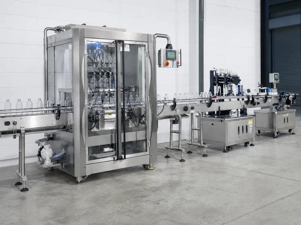 Fully integrated automatic bottling and packaging line operating at scale