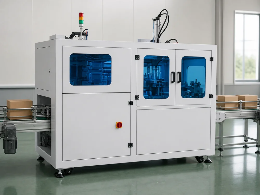 Automatic cartoning machine loading and closing cases in production